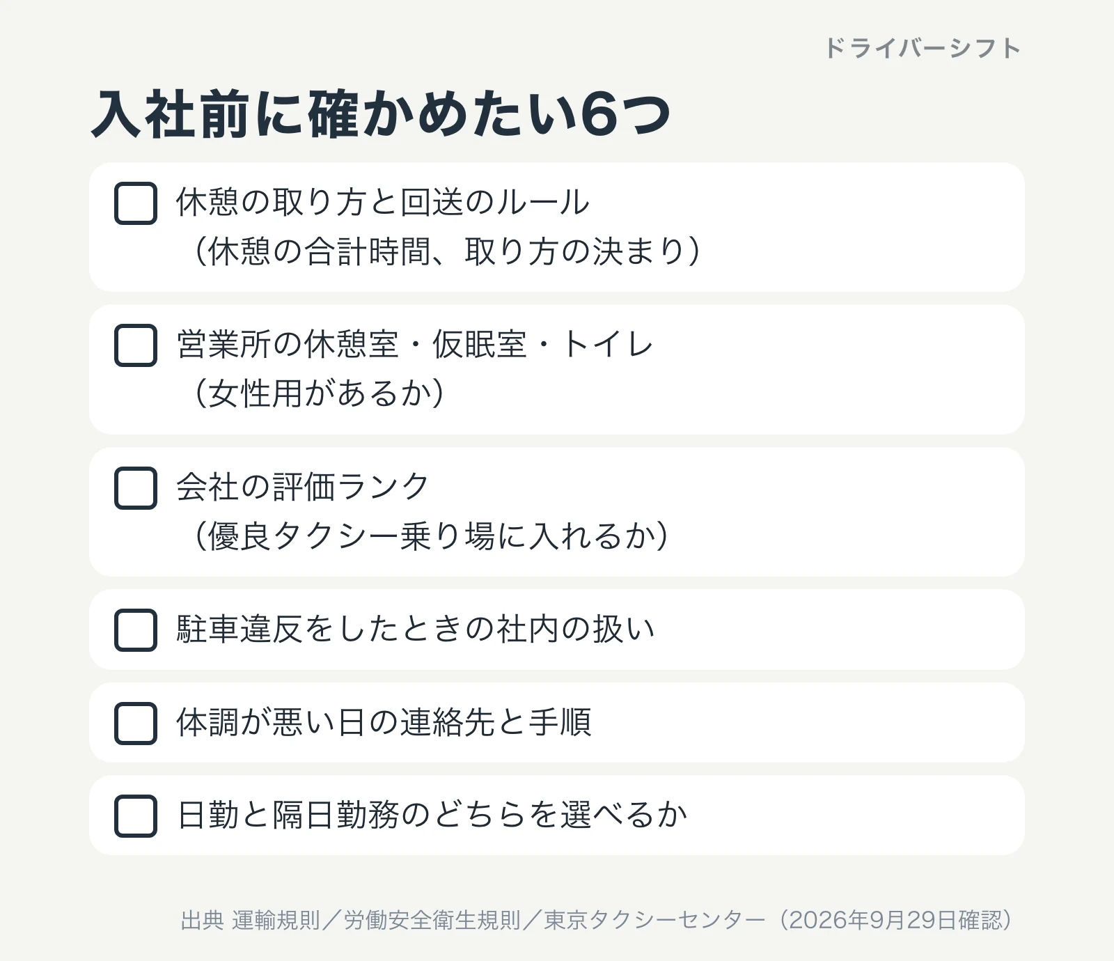 入社前に確かめたい6つの項目のチェックリスト